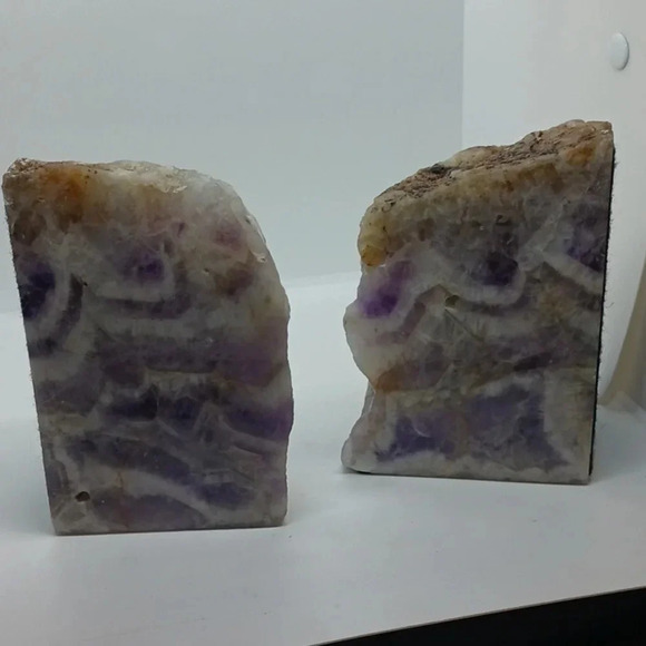 Set of purple amethyst stone bookends